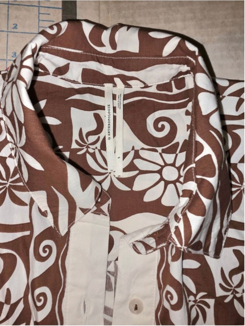 By Anthropologie Poplin Long-Sleeve Buttonup Shirt Oversized Printed Top Size S - Picture 3 of 10